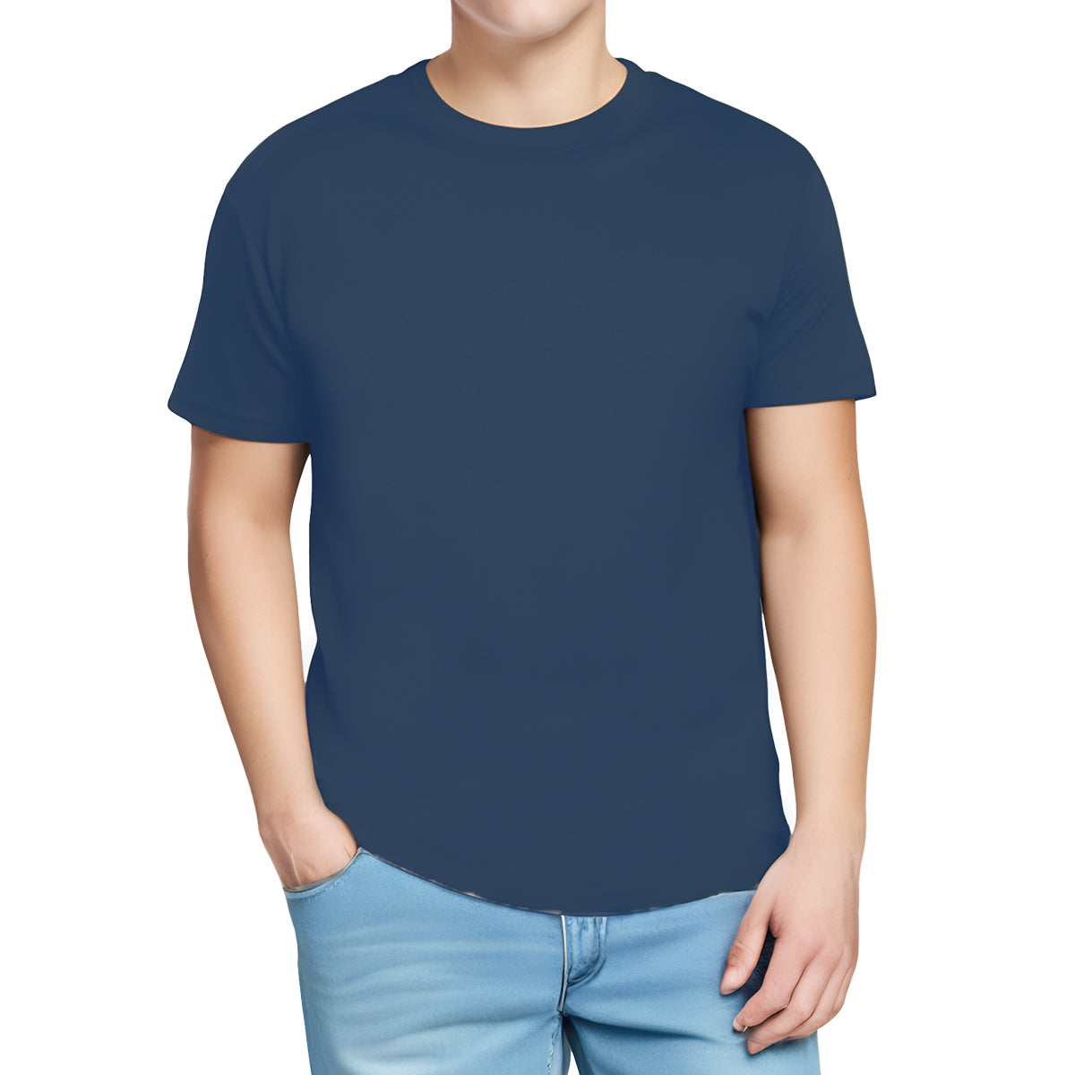 Men's 180g Premium Cotton Comfort Tee with Custom Front Graphic Print - Versatile Everyday Essential