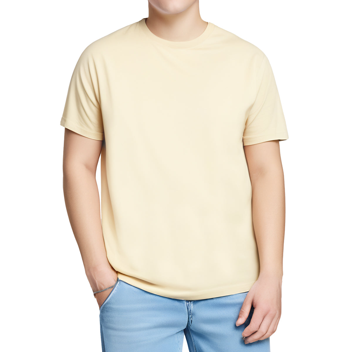 Men's 180g Premium Cotton Comfort Tee with Custom Front Graphic Print - Versatile Everyday Essential