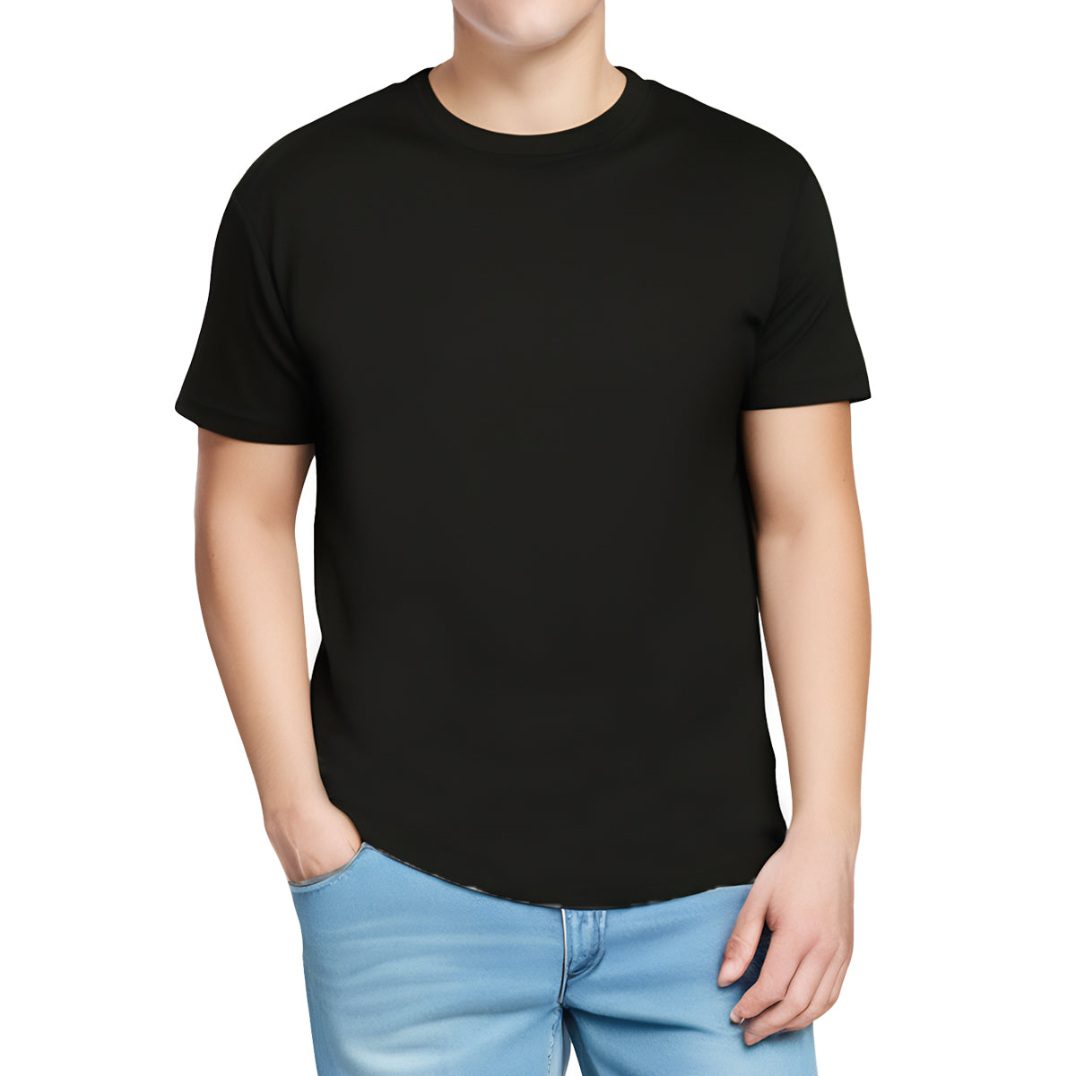 Men's 180g Premium Cotton Comfort Tee with Custom Front Graphic Print - Versatile Everyday Essential